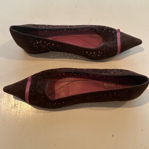Kate Spade brown leather flat with pink detail - Picture 7 of 9